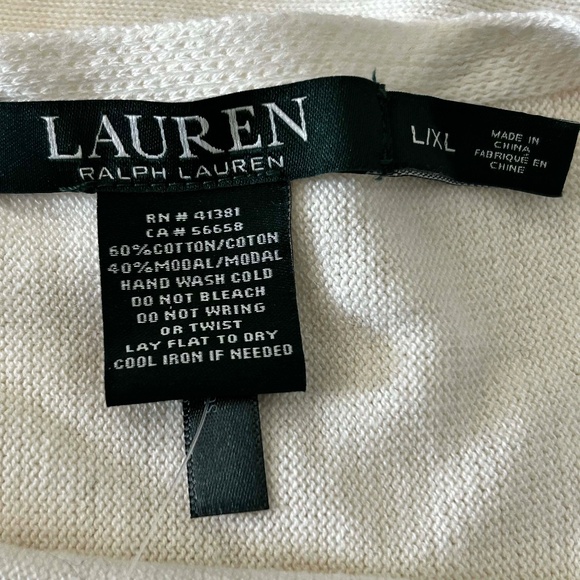 PONCHO, COTTON/MODAL, BLACK & PEARL, SZ L/XL, VERY FLOWING, LAUREN BY RALPH LAUR - Picture 8 of 11